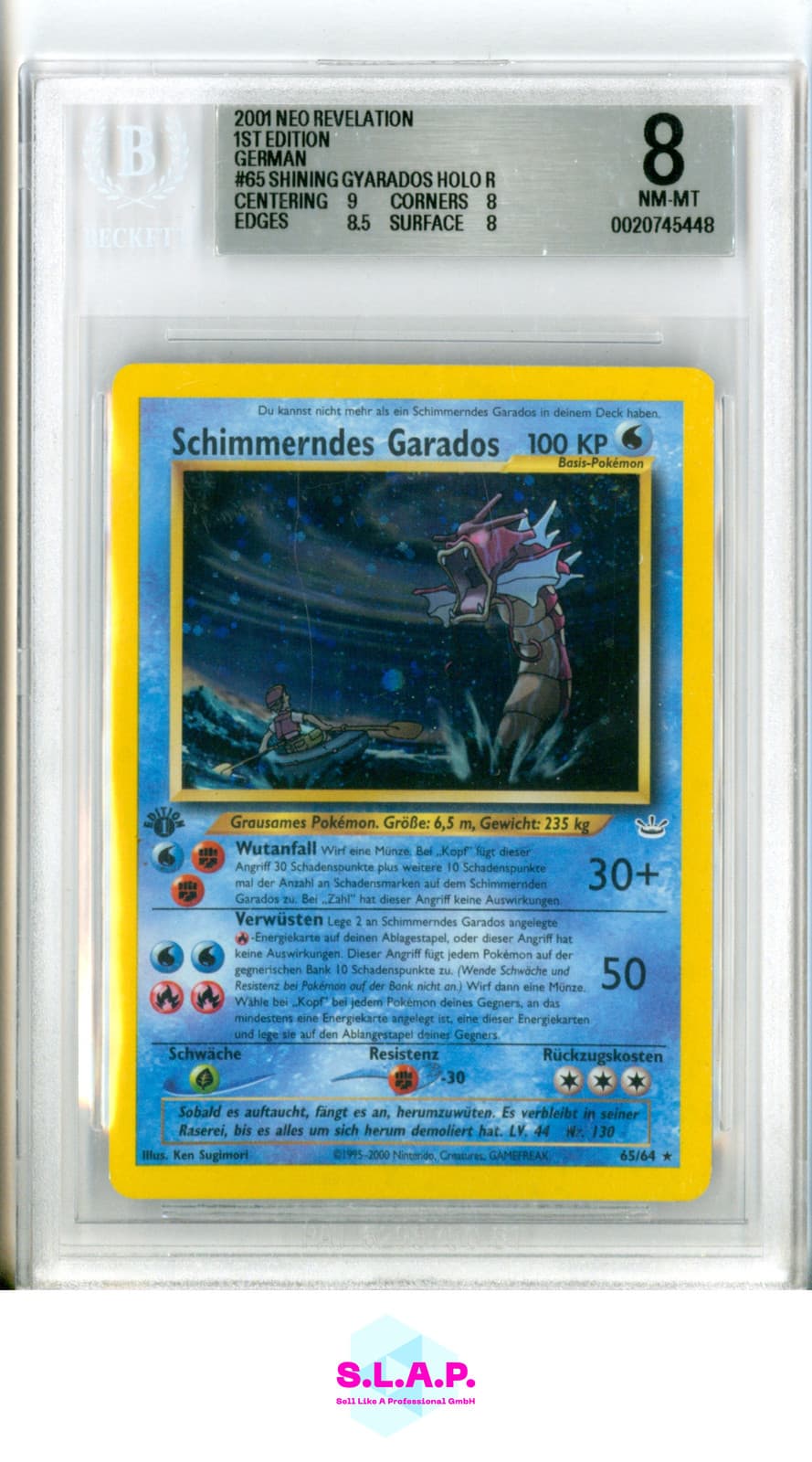 Shimmering Garados Pokemon 65 2001 1st Neo Revelation Holo German Bgs 8