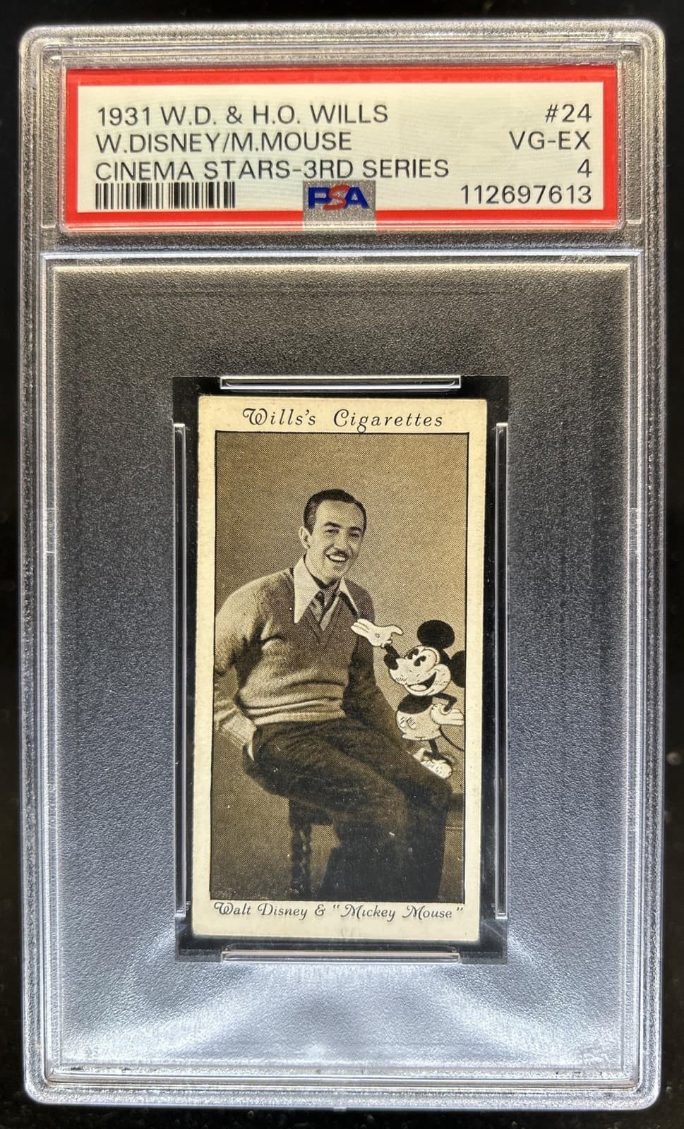 1931 W.D. & H.O. Wills Cinema Stars 3rd Series Walt Disney/Mickey Mouse 24 PSA 4