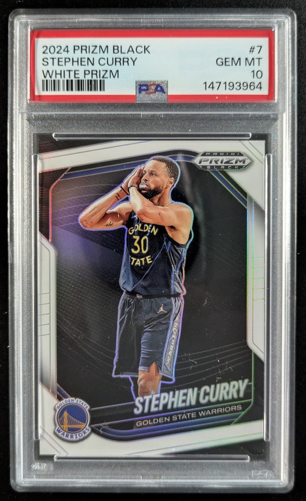 2024-25 Panini Prizm Black STEPHEN CURRY 113/175 True White NightNight #7 PSA 10