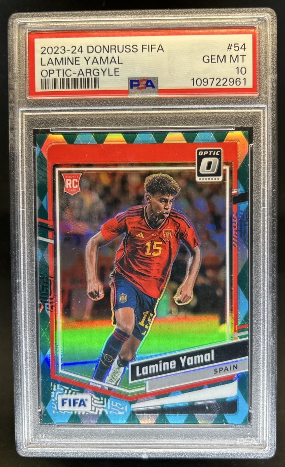 2023-24 Panini Donruss Lamine Yamal RC Optic Argyle Rookie #54 Spain PSA 10