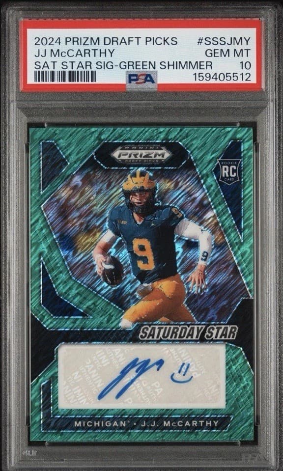 2024 Panini Prizm Draft Picks - J.J. McCarthy Green Shimmer Prizm Auto /8