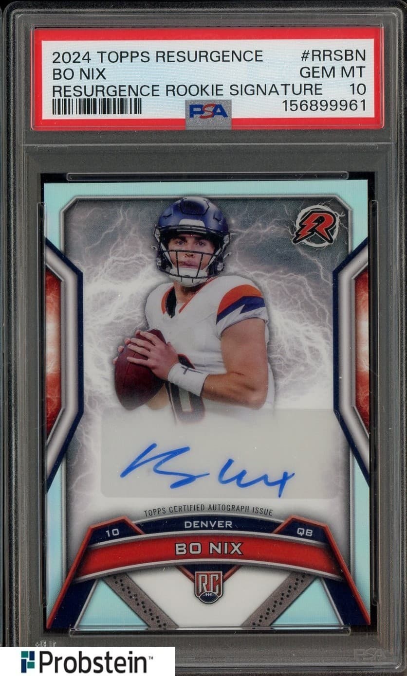 2024 Topps Resurgence Refractor Bo Nix Broncos RC Rookie AUTO PSA 10 GEM MINT