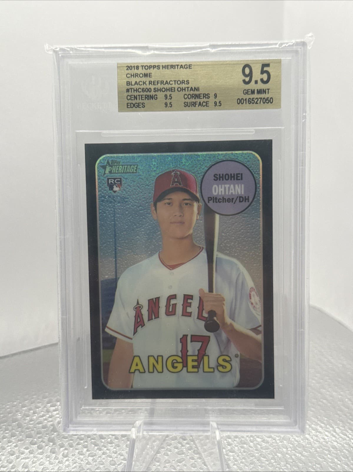 SHOHEI OHTANI 2018 TOPPS HERITAGE CHROME BLACK REFRACTOR  /69 #THC600 BGS 9.5