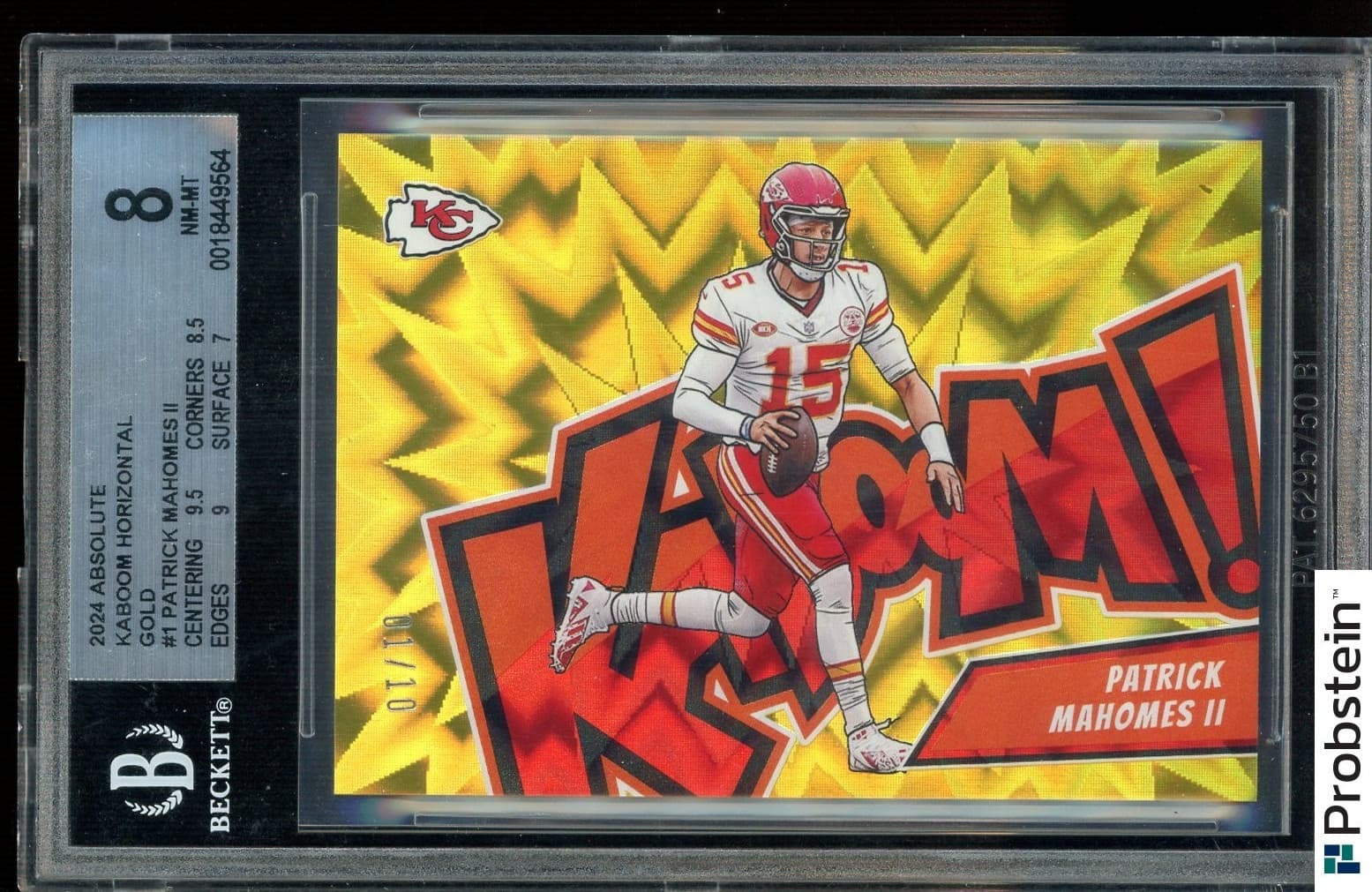 2024 Panini Absolute KABOOM! Gold #1 Patrick Mahomes II Chiefs SSP 1/10 BGS 8