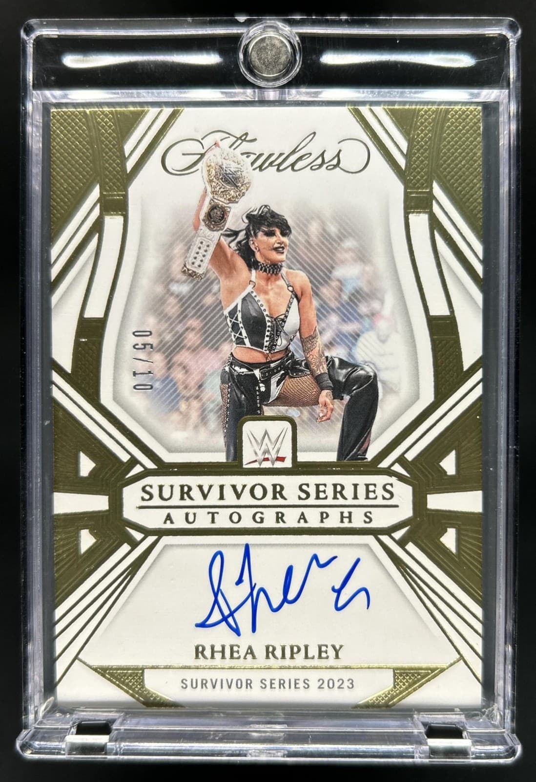 2024 Panini Flawless WWE Rhea Ripley Survivor Series Auto Autograph Gold #/10