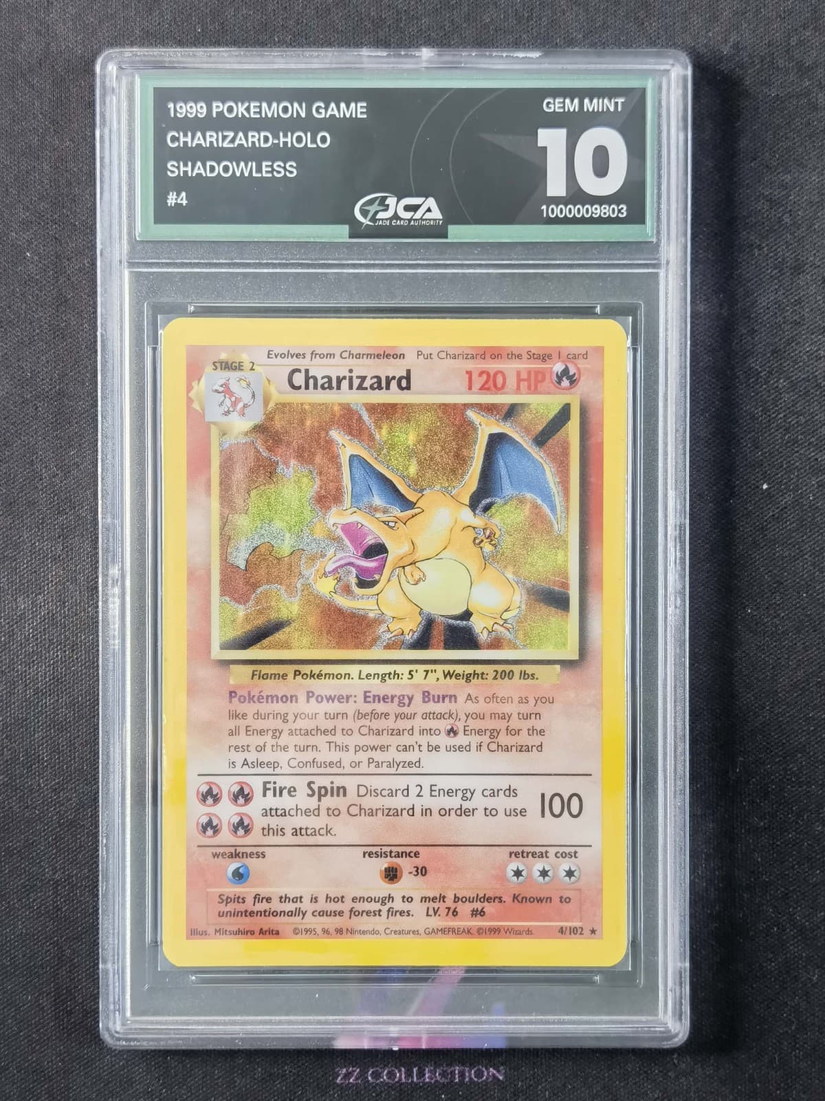 1999 Pokemon TCG EN Charizard 4/102 Holo Rare Shadowless JCA 10 -CMH
