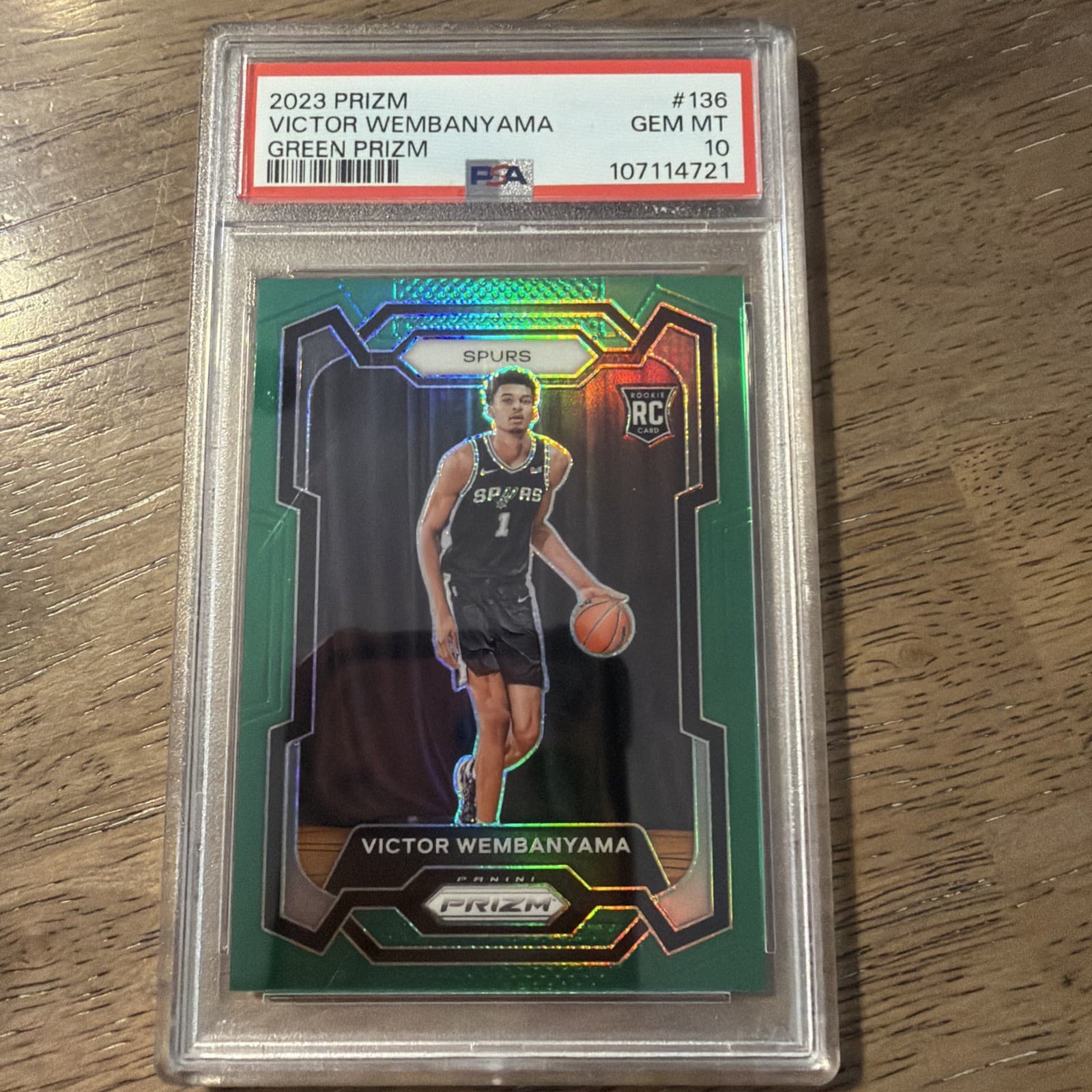 2023 PANINI PRIZM GREEN PRIZM #136 VICTOR WEMBANYAMA ROOKIE RC PSA 10