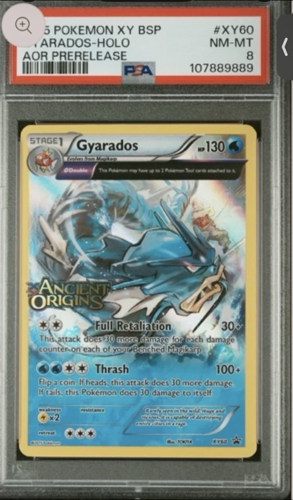 2015 Pokemon Xy Black Star Promos Ancient Origins Prerelease Gyarados-Holo Psa 8