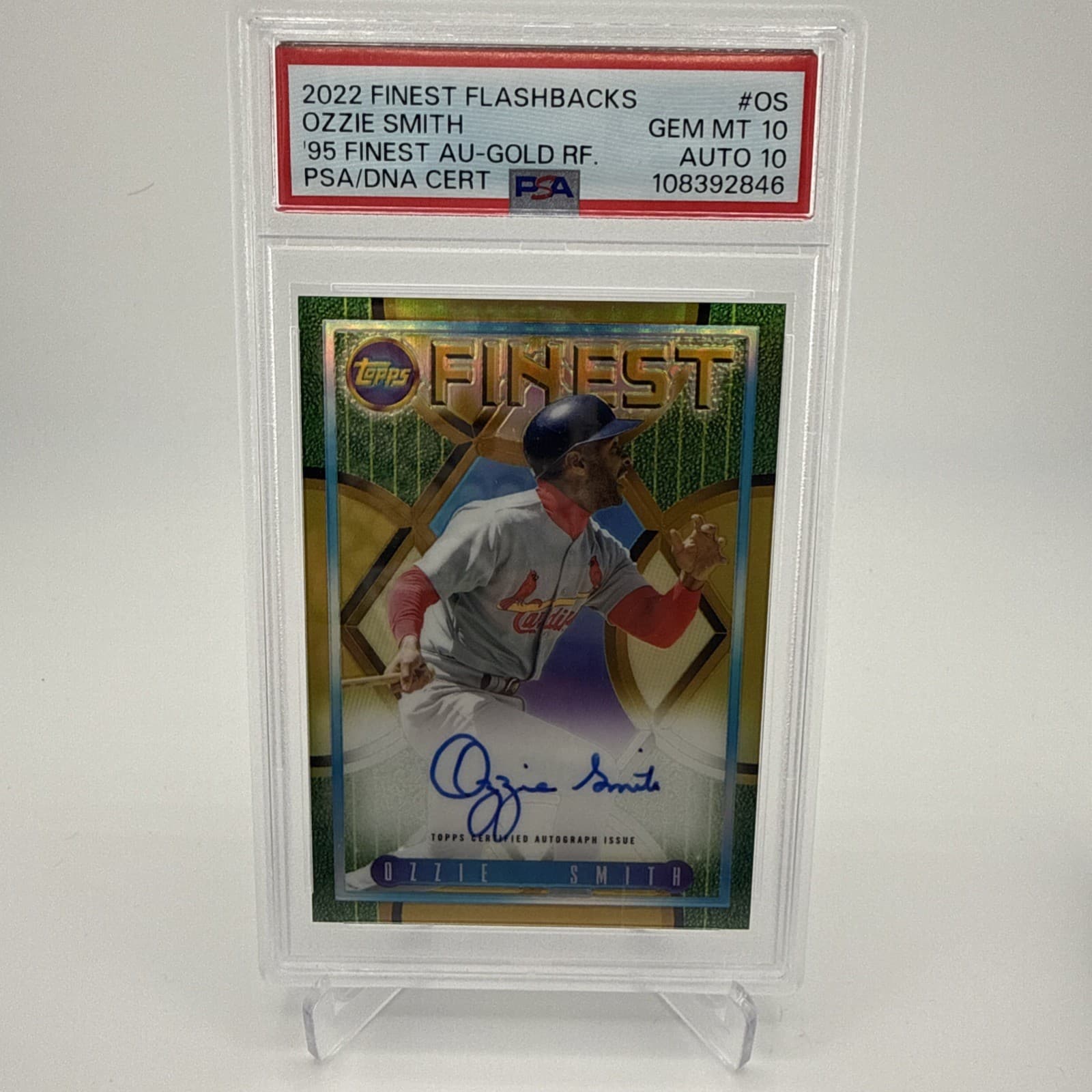 2022 Topps Finest Flashbacks - 1995 Finest Ozzie Smith #95FA-OS Gold Ref 7-15 