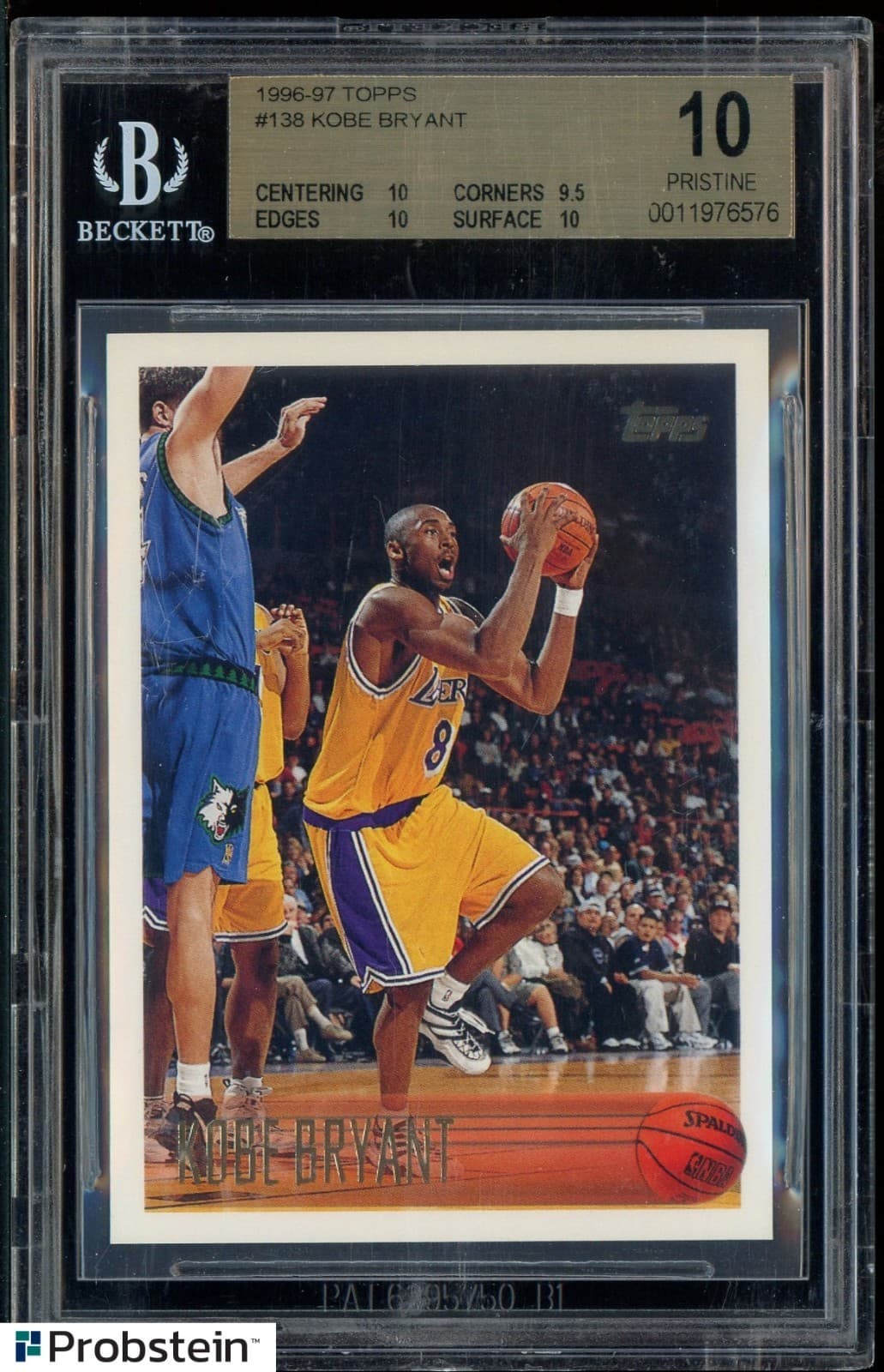1996-97 Topps #138 Kobe Bryant Los Angeles Lakers RC Rookie HOF BGS 10 PRISTINE