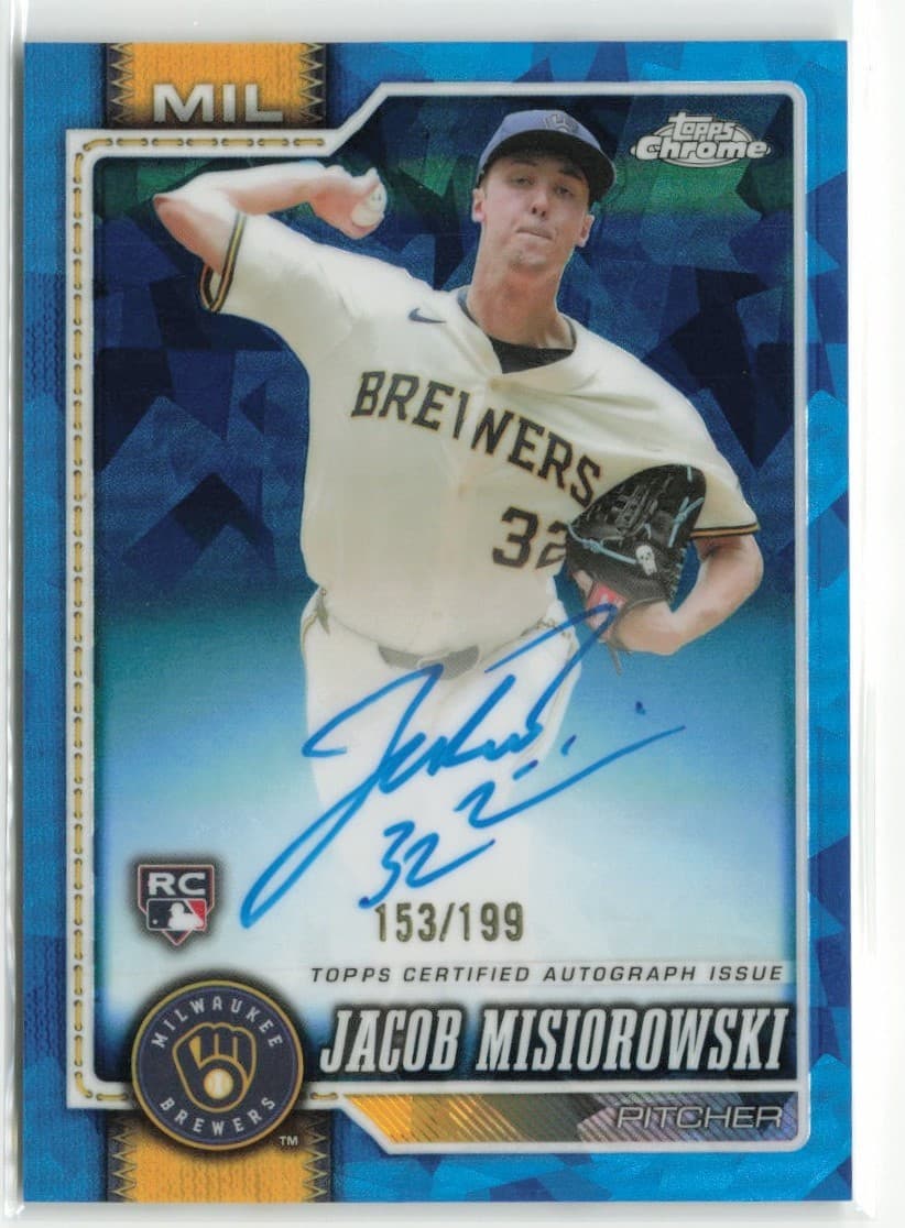 2026 Topps Chrome Sapphire Jacob Misiorowski #RA-JM Auto RC 153/199 Milwaukee