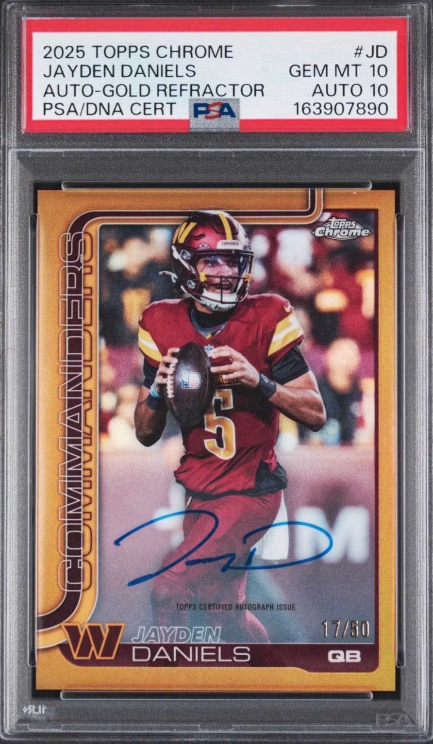 2025 Jayden Daniels Topps Chrome Gold Auto /50 PSA 10 Auto 10