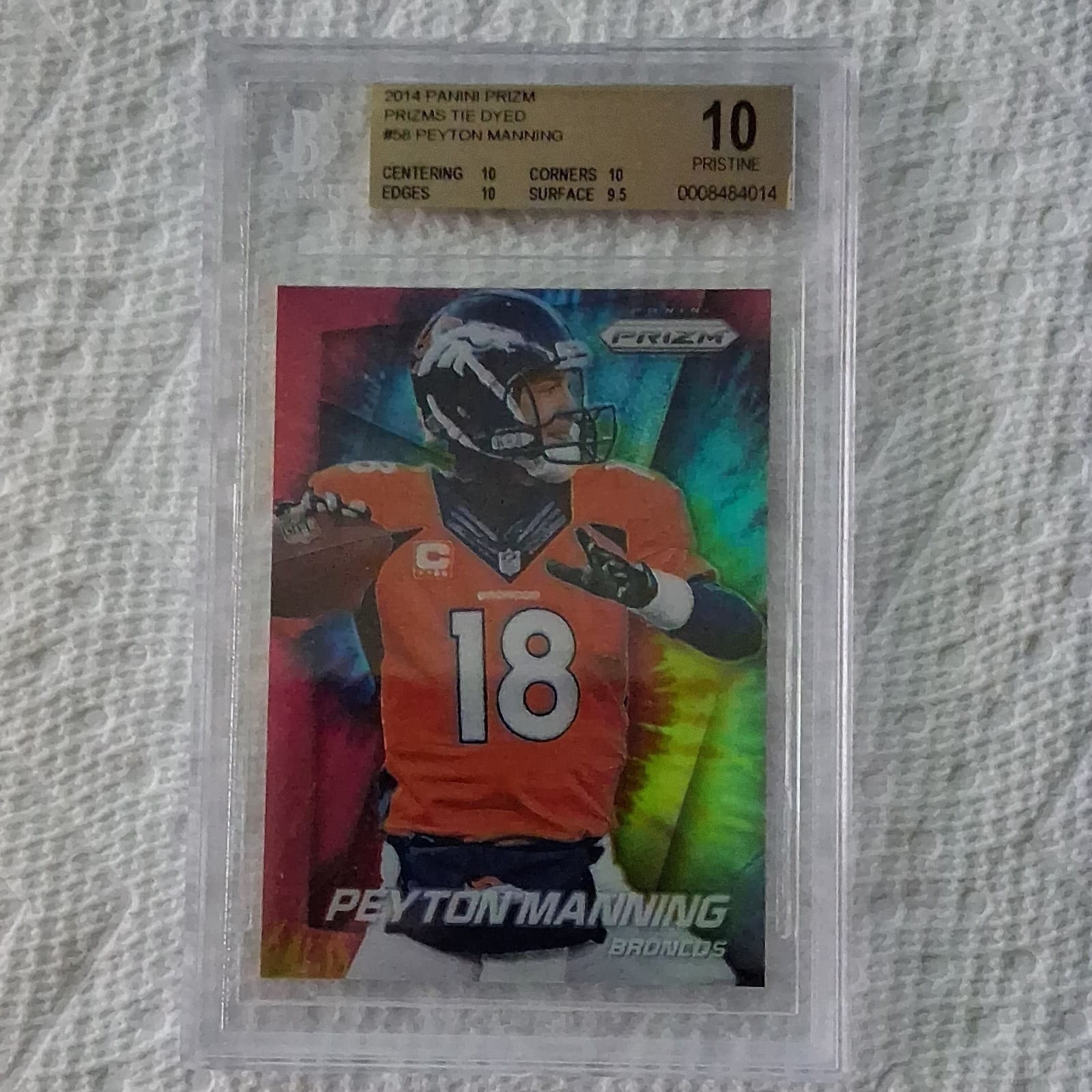 2014 Panini Prizm Tie-Dye #58 Peyton Manning BGS 10 18/25 Broncos
