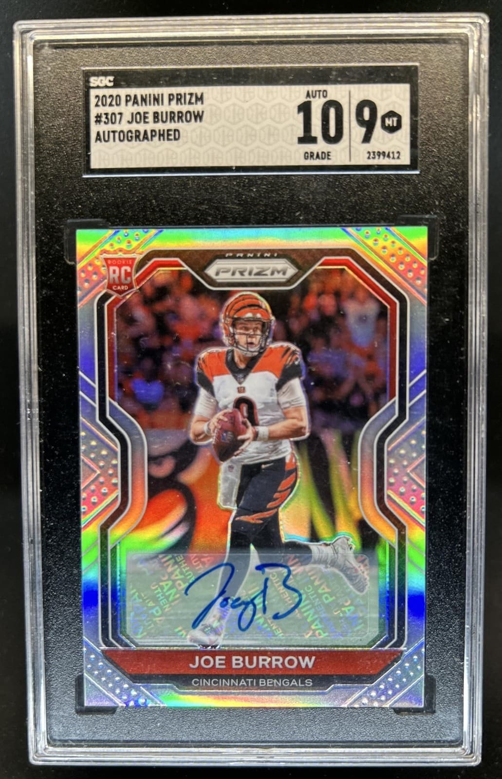 2020 Panini Prizm Joe Burrow Auto RC Silver #307 Bengals SGC 10/9 Rookie