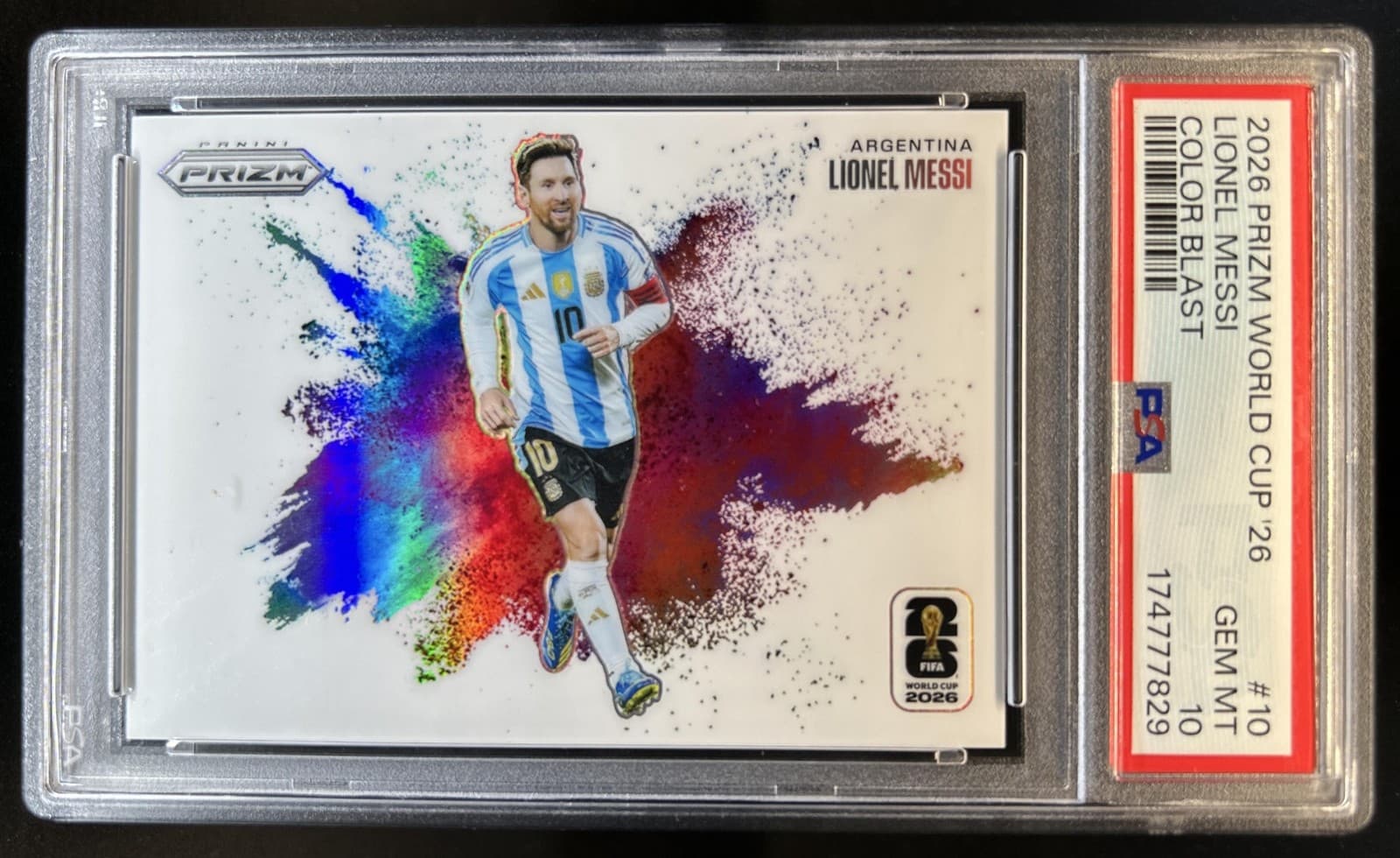 2026 Panini Prizm World Cup Lionel Messi Color Blast SSP #10 Argentina PSA 10
