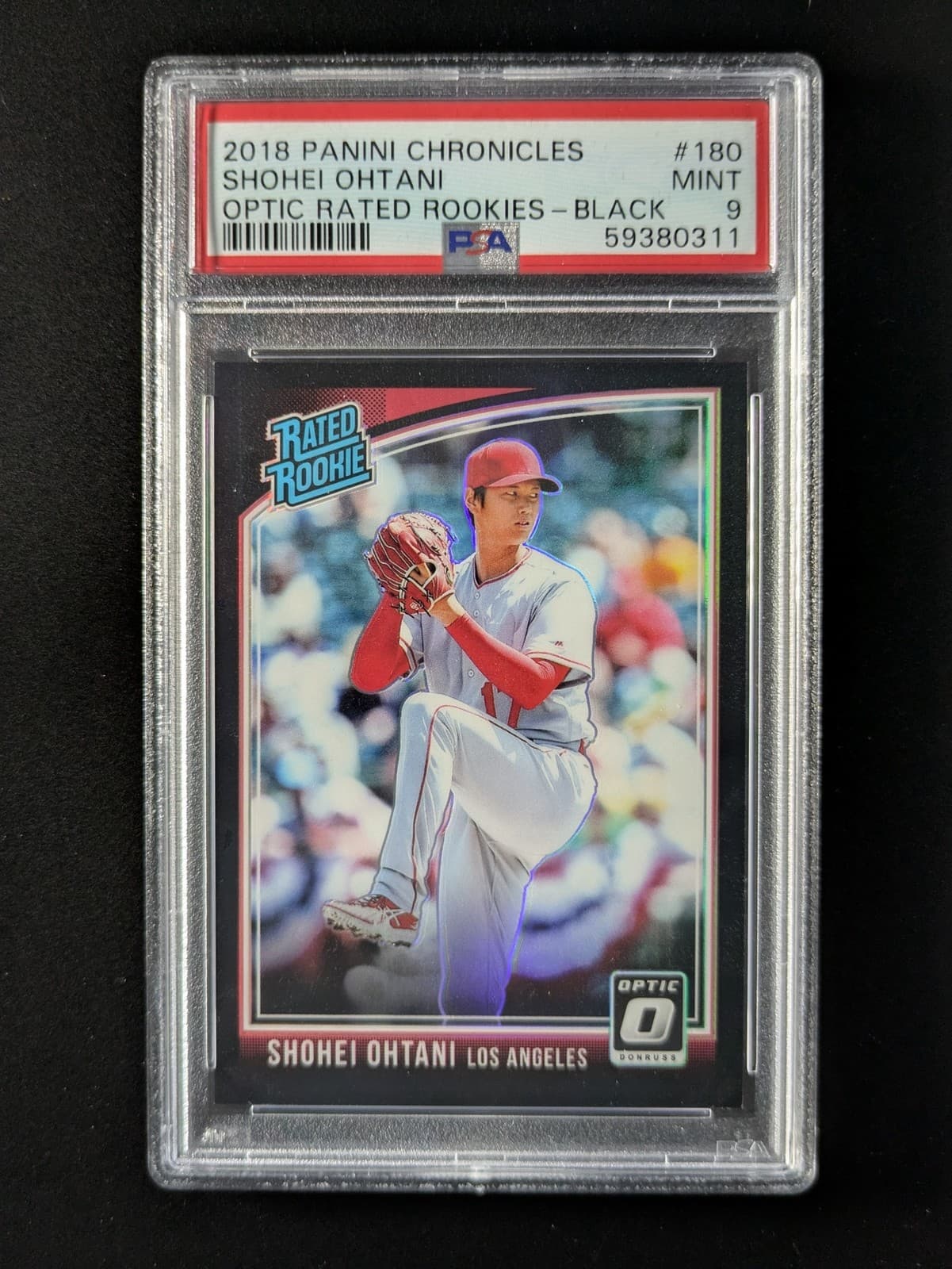 2018 Panini Chronicles SHOHEI OHTANI 7/25 Rated Rookie RC Black Optic #180 PSA 9