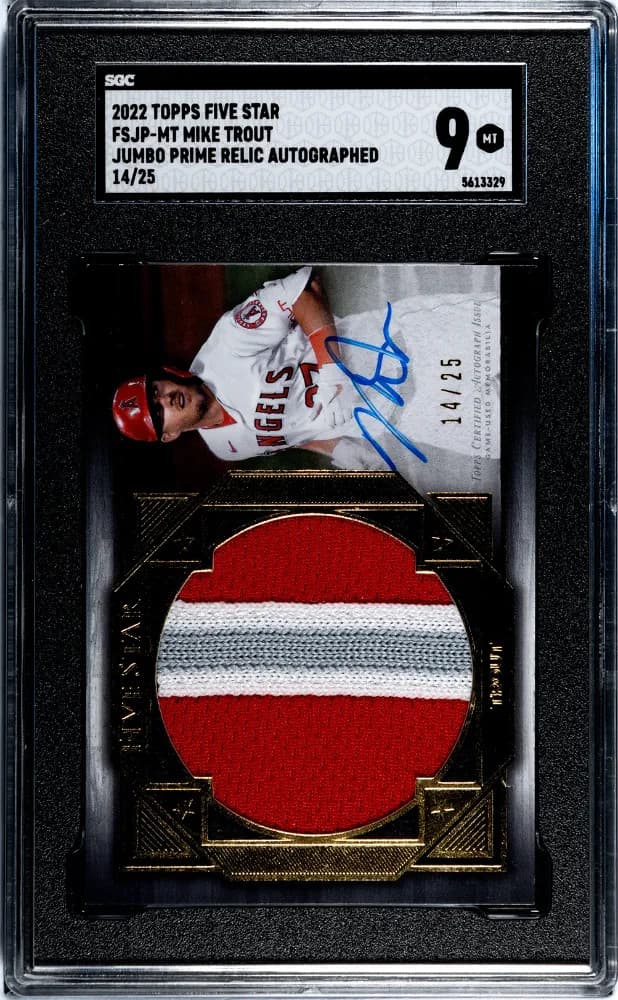 2022 Topps Five Star Mike Trout #FSJP-MT Jumbo Prime Relic Autograph SGC 9