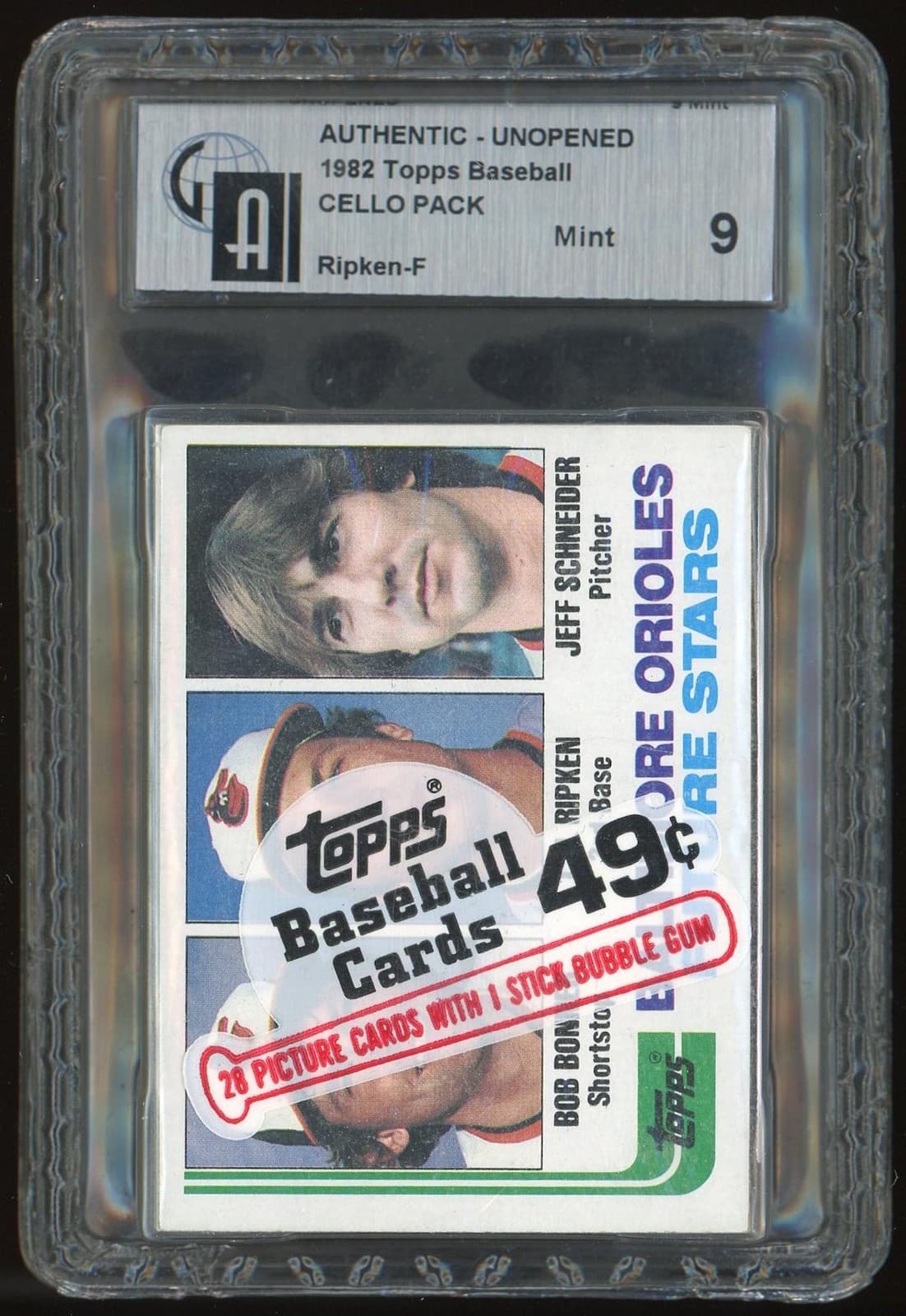 1982 Topps Baseball Cello Pack GAI 9 (Ripken RC Top) *1659
