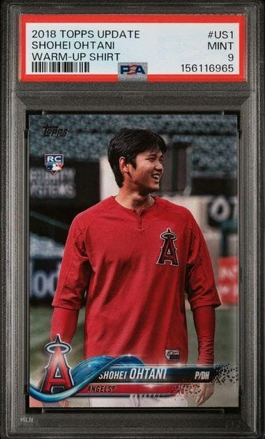 2018 Topps Update Shohei Ohtani Rookie Warm-Up Shirt SP #US1 PSA 9
