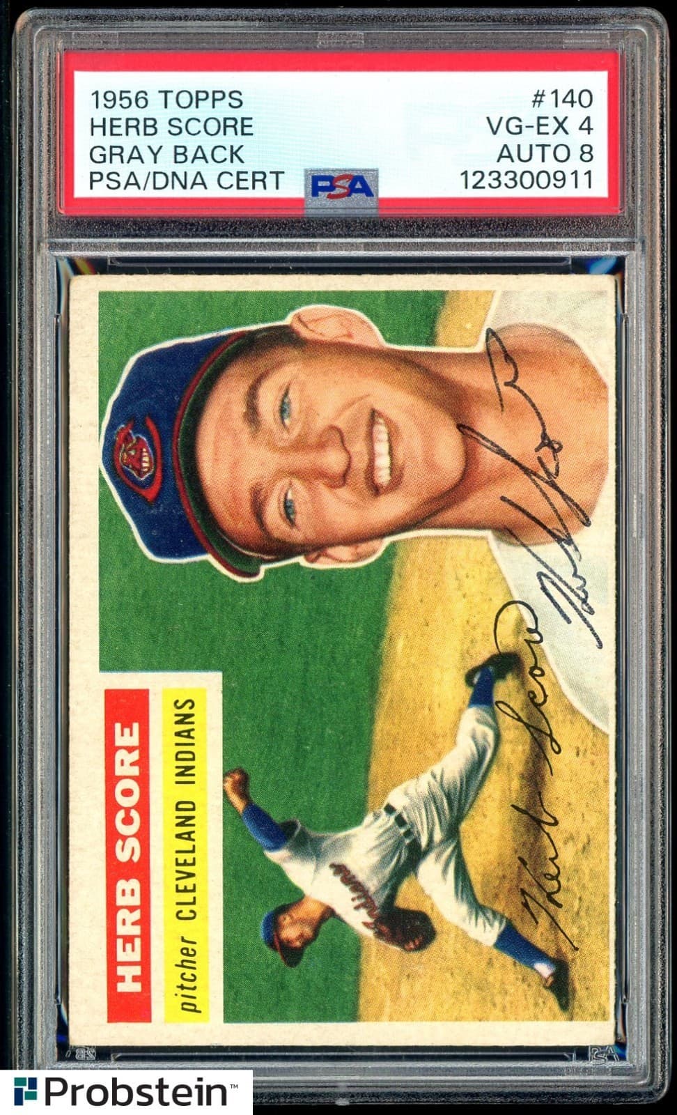 1956 Topps #140 Herb Score RC AUTO PSA 4 PSA/DNA AUTO 8 POP 3 ONLY 5 Higher