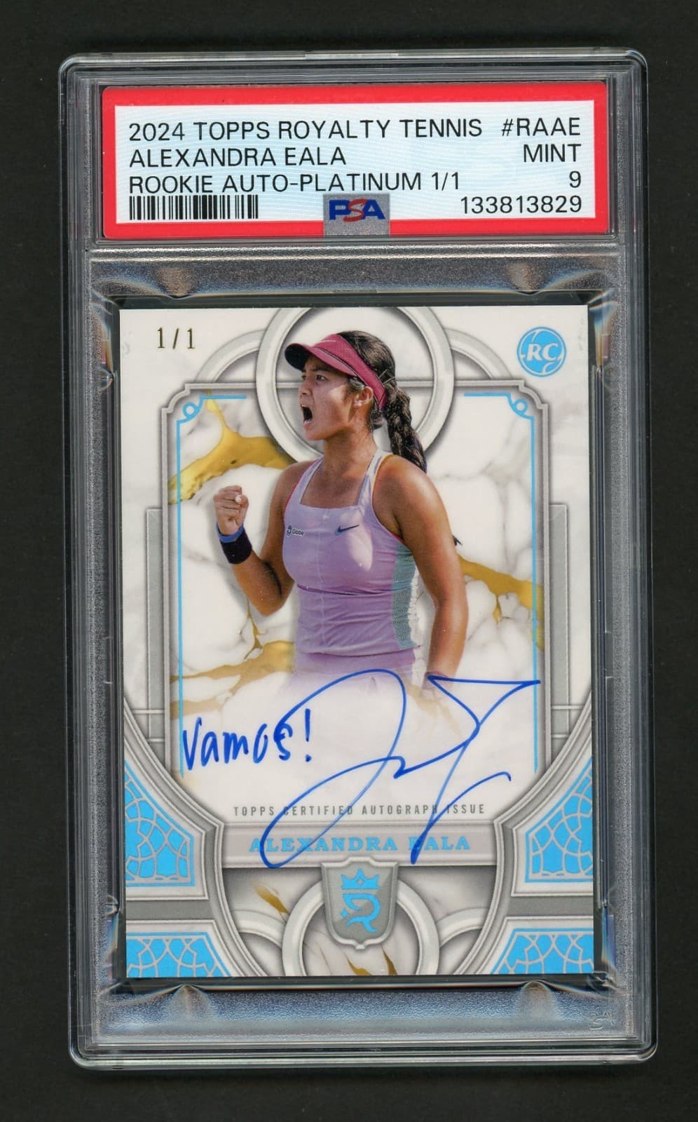 2024 Topps Royalty Tennis Alexandra Eala Platinum Rookie On Card Auto #1/1 PSA 9