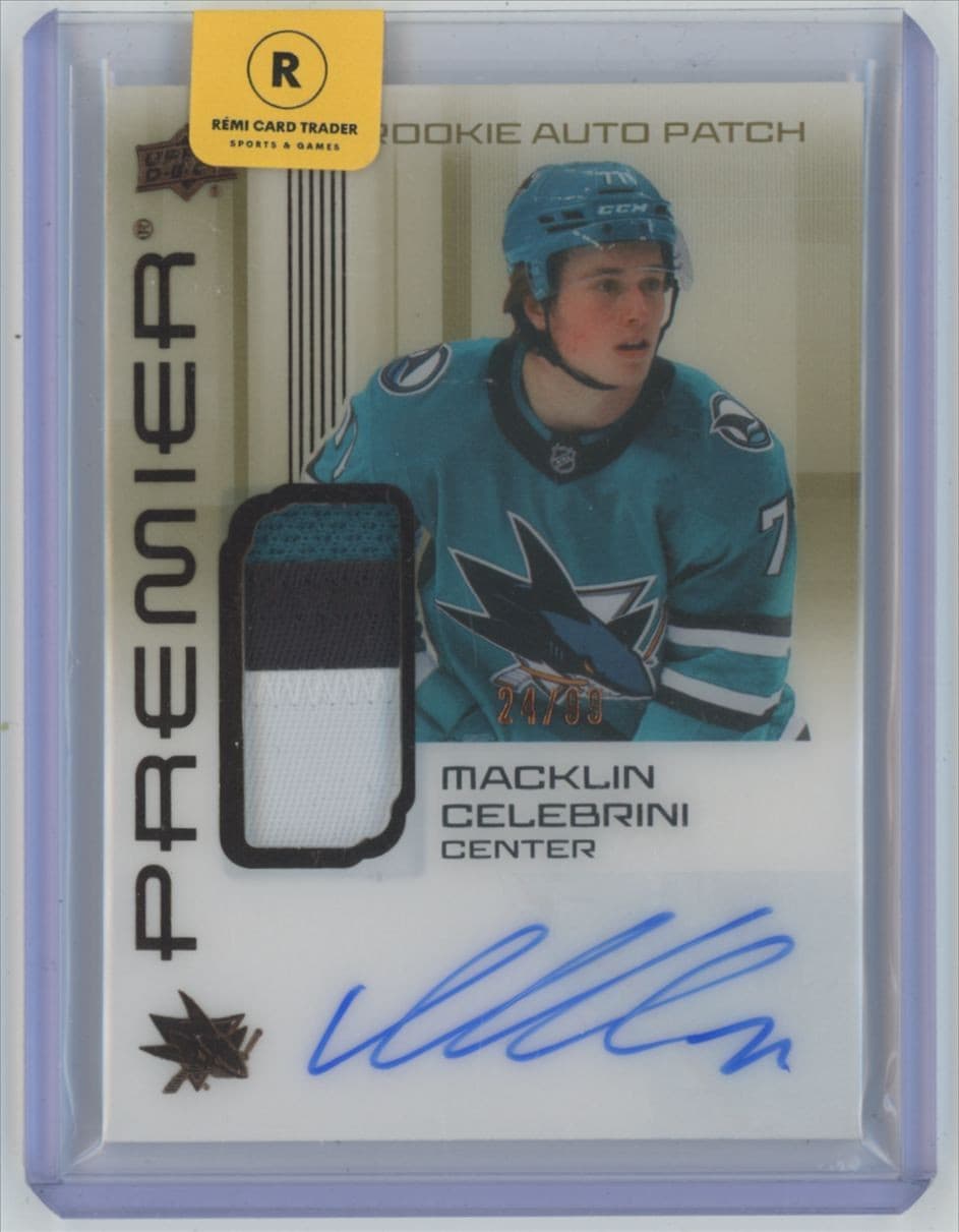 2024-25 Upper Deck Premier Acetate Rookie Auto Patch /99 Macklin Celebrini