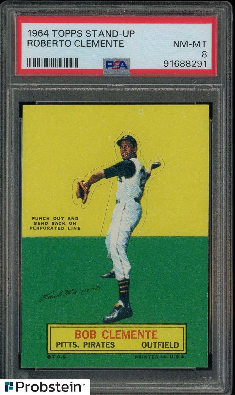 1964 Topps Stand-Up Bob Roberto Clemente Pittsburgh Pirates HOF PSA 8 NM-MT