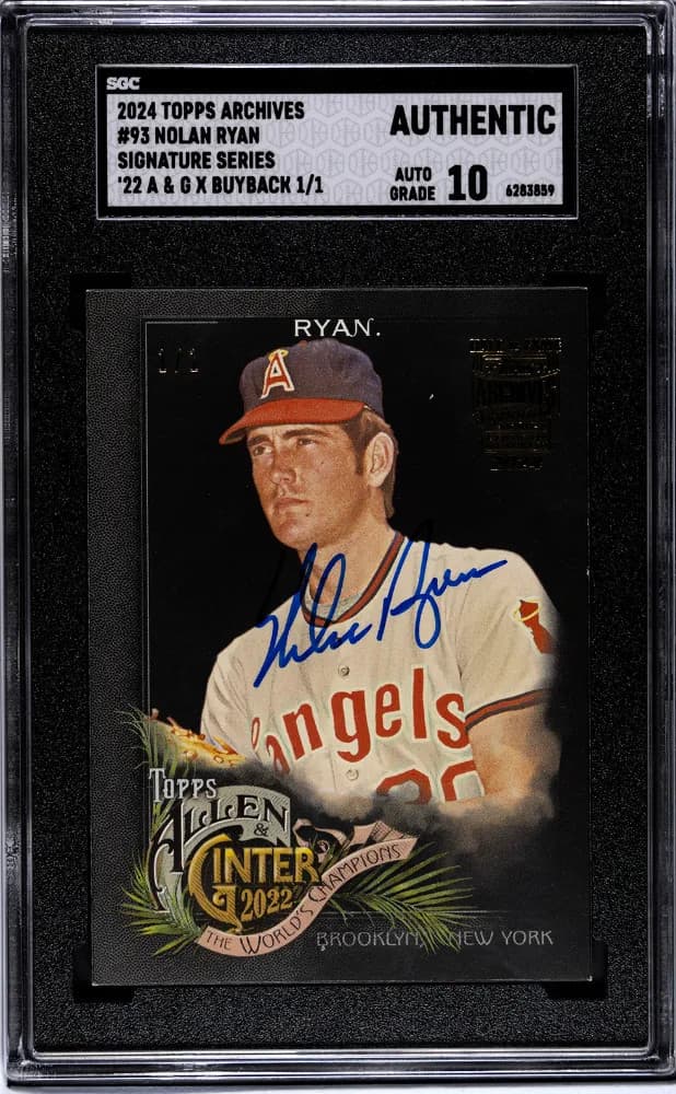 2024 Topps Archives Auto Nolan Ryan #93 Allen & Ginter 1/ 1 SGC A Auto 10