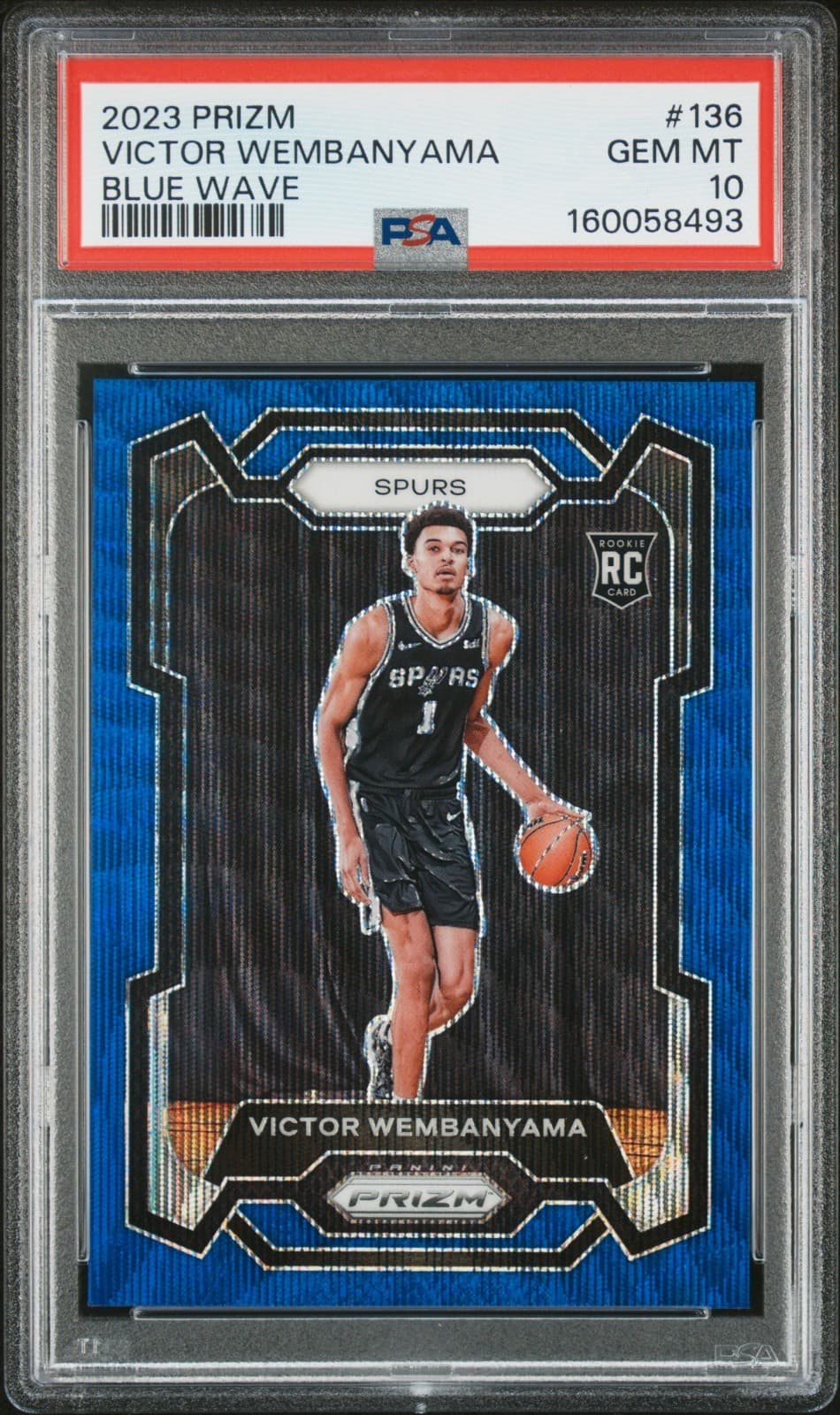 VICTOR WEMBANYAMA 2023 PRIZM BLUE WAVE RC #136 PSA 10 GEM MINT! SPURS #160058493