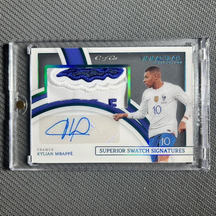 2022 Immaculate Kylian Mbappe Superior Swatch Logo Patch Auto Platinum 1/1 SSP