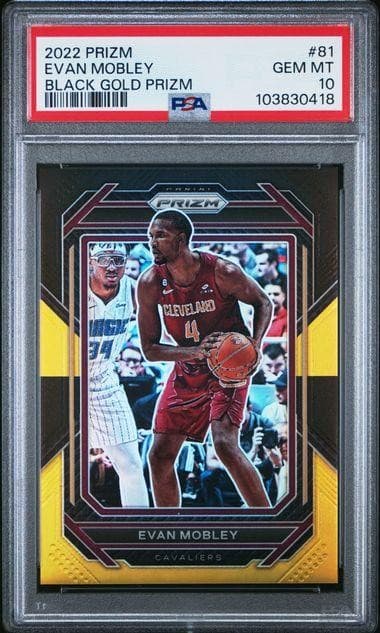 2022 Panini Prizm Evan Mobley Black Gold Prizm /5 PSA 10