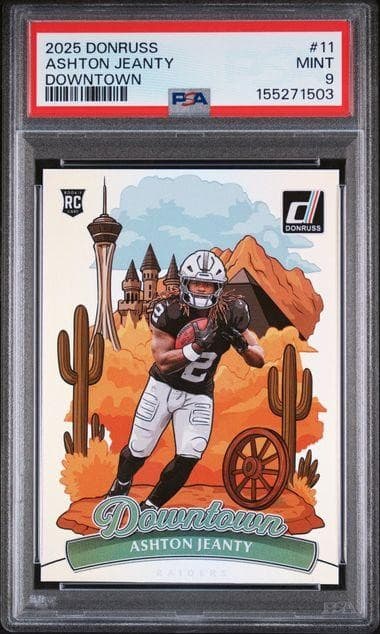 2025 Panini Donruss Ashton Jeanty Rookie Downtown #11 PSA 9