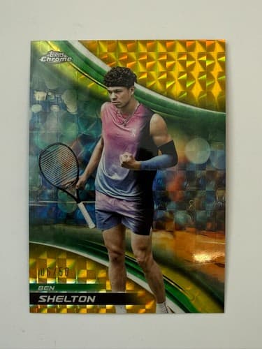 2025 Topps Tennis Chrome - Ben Shelton #36 Gold Geometric Refractor /50