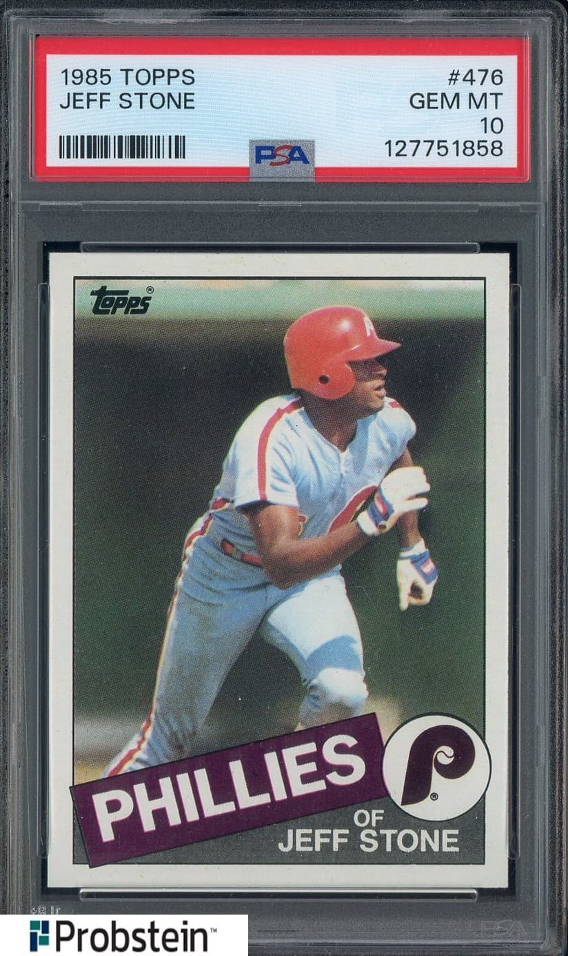 1985 Topps #476 Jeff Stone Philadelphia Phillies PSA 10 GEM MINT