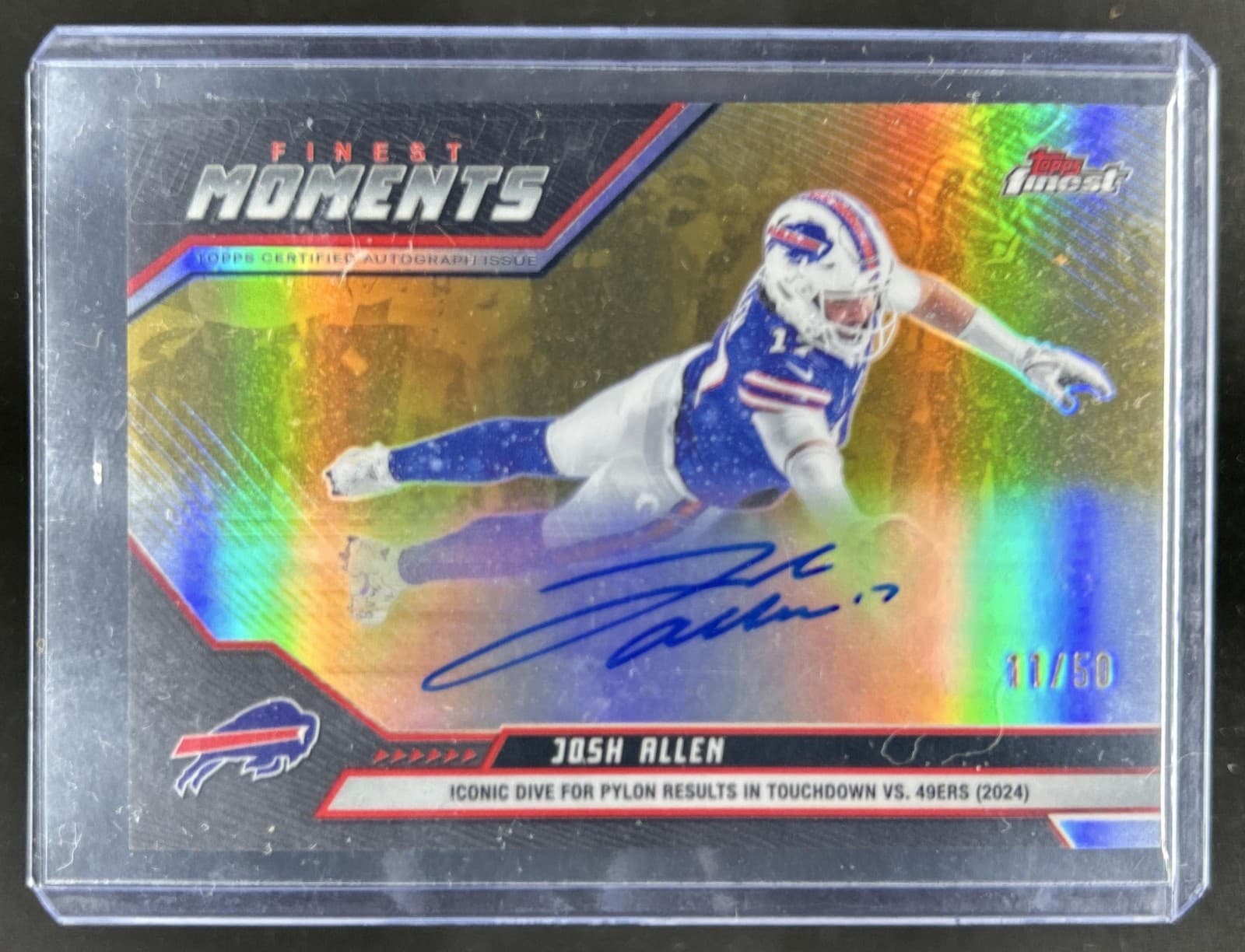2025 Topps Finest Josh Allen Moments Auto Autograph Gold Refractor #/50 Bills