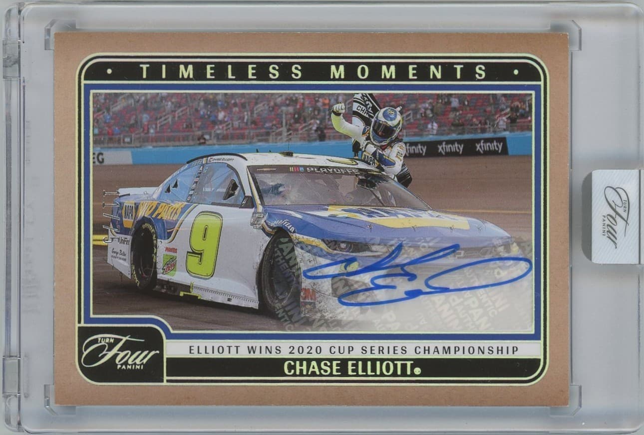 2025 Panini Turn Four Racing NASCAR Chase Elliott 11/75 Moments Auto Holo Silver