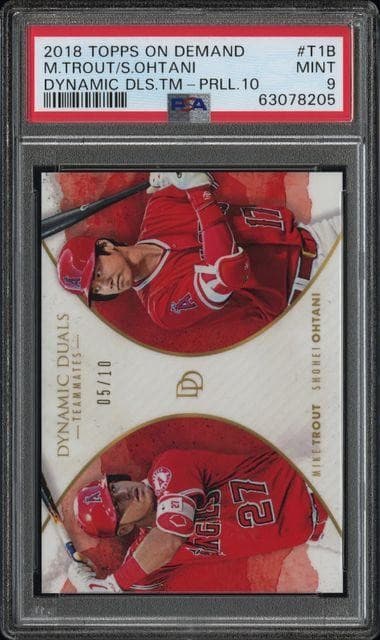 2018 Topps Dynamic Duals Mike Trout Shohei Ohtani Rookie /10 #1TB PSA 9