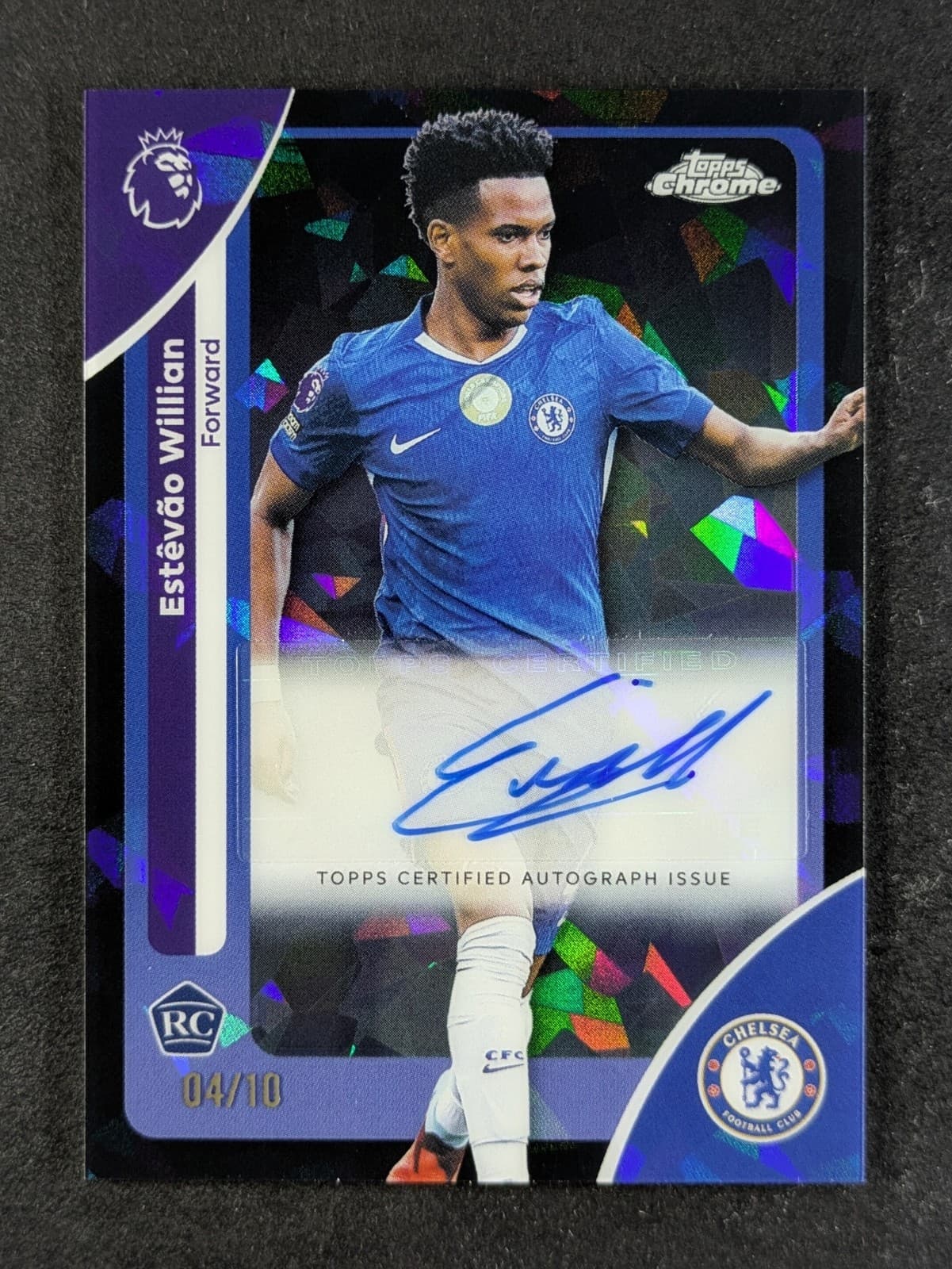 2026 Topps Chrome Sapphire EPL ESTEVAO WILLIAN 4/10 RC Auto Black Ref. #CA-EV
