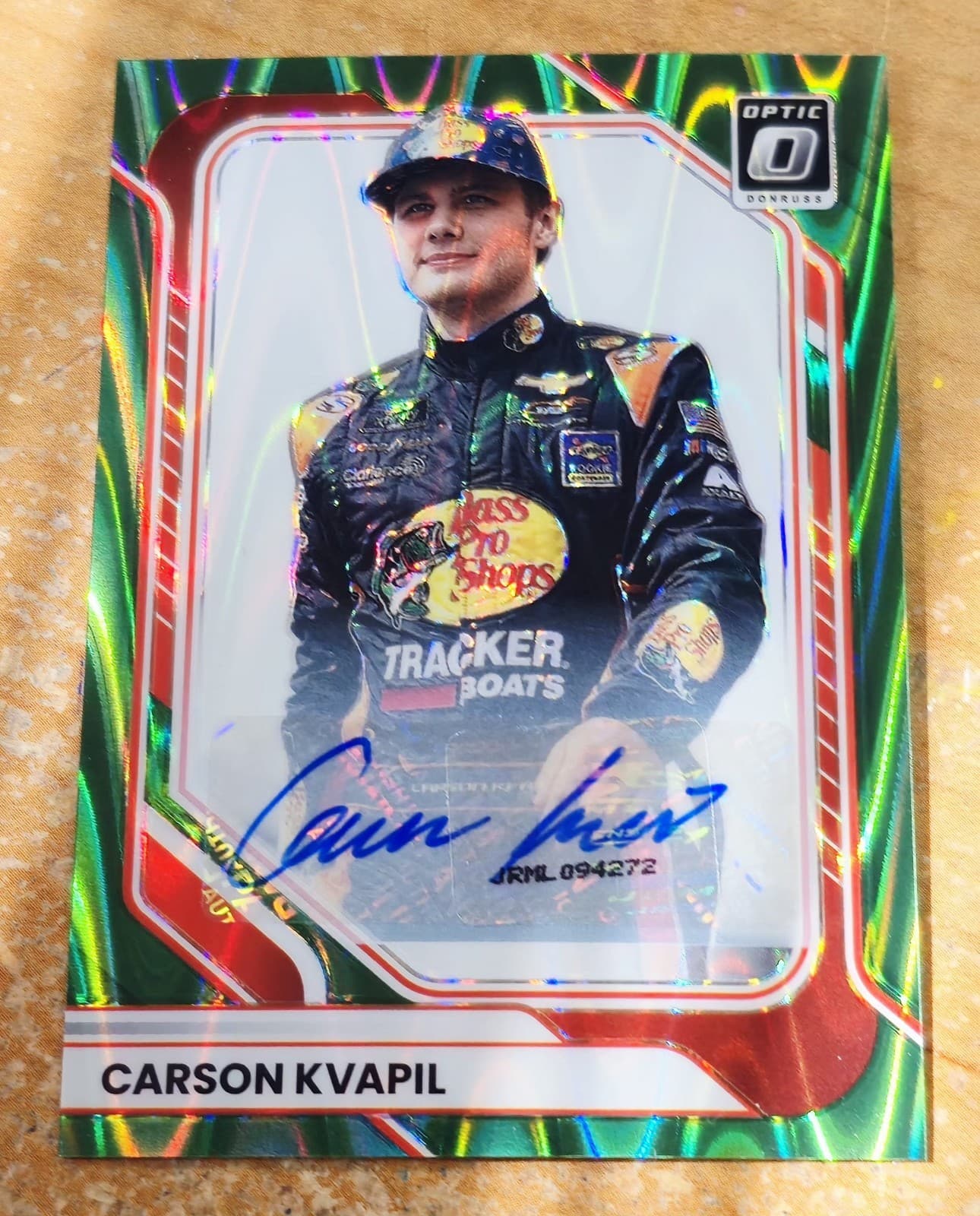 2026 Panini Donruss Racing NASCAR FOTL Green Swirl  3/5 Carson Kvapil AUTO