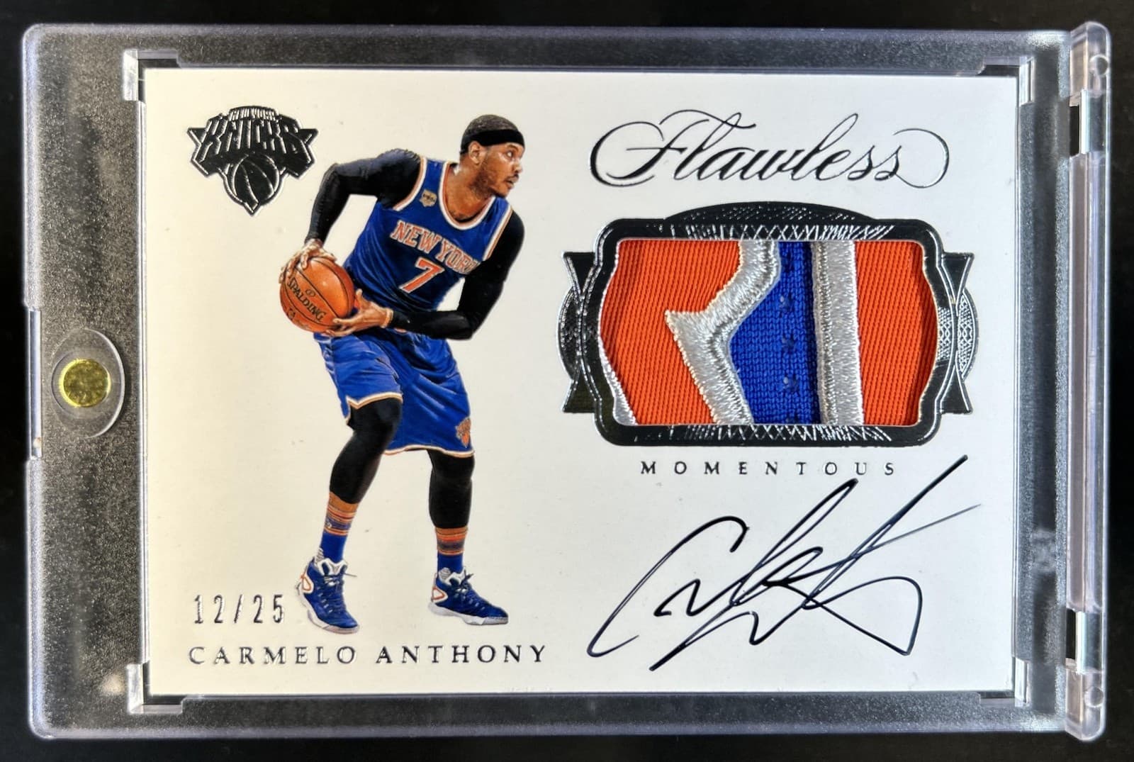 2016-17 Panini Flawless Carmelo Anthony Momentous Patch Auto #/25 Knicks