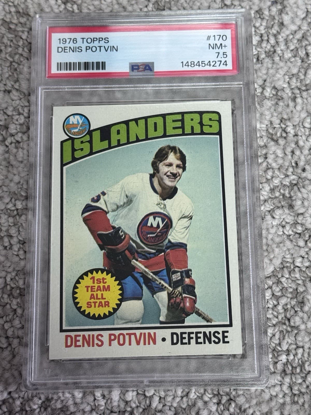 1976 TOPPS HOCKEY CARD PSA 7.5 HOF DENIS POTVIN NEW YORK ISLANDERS