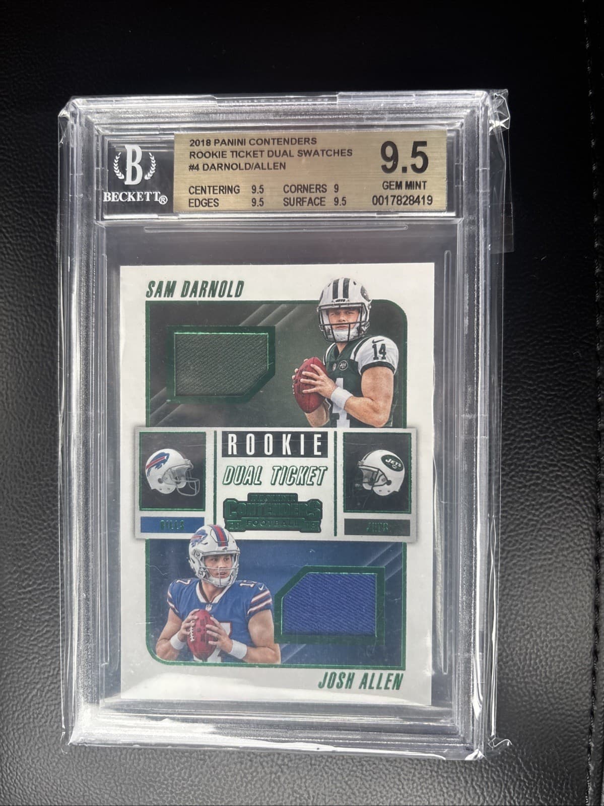 2018 Panini Contenders Rookie Ticket Dual Swatches Sam Darnold, Josh Allen