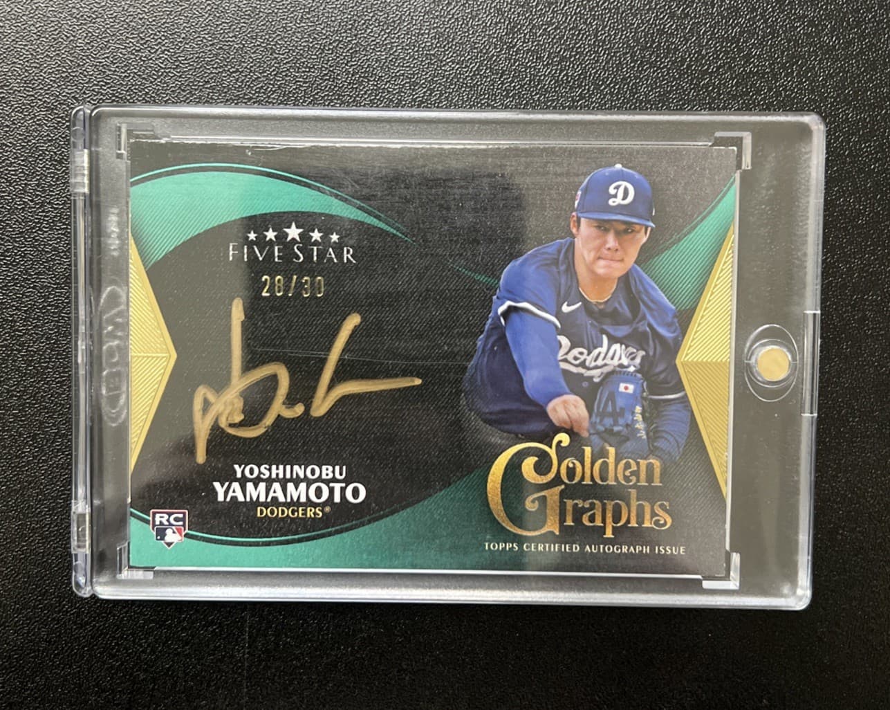 2024 Topps Five Star Yoshinobu Yamamoto Golden Graphs Auto RC Aqua # /30 Dodgers