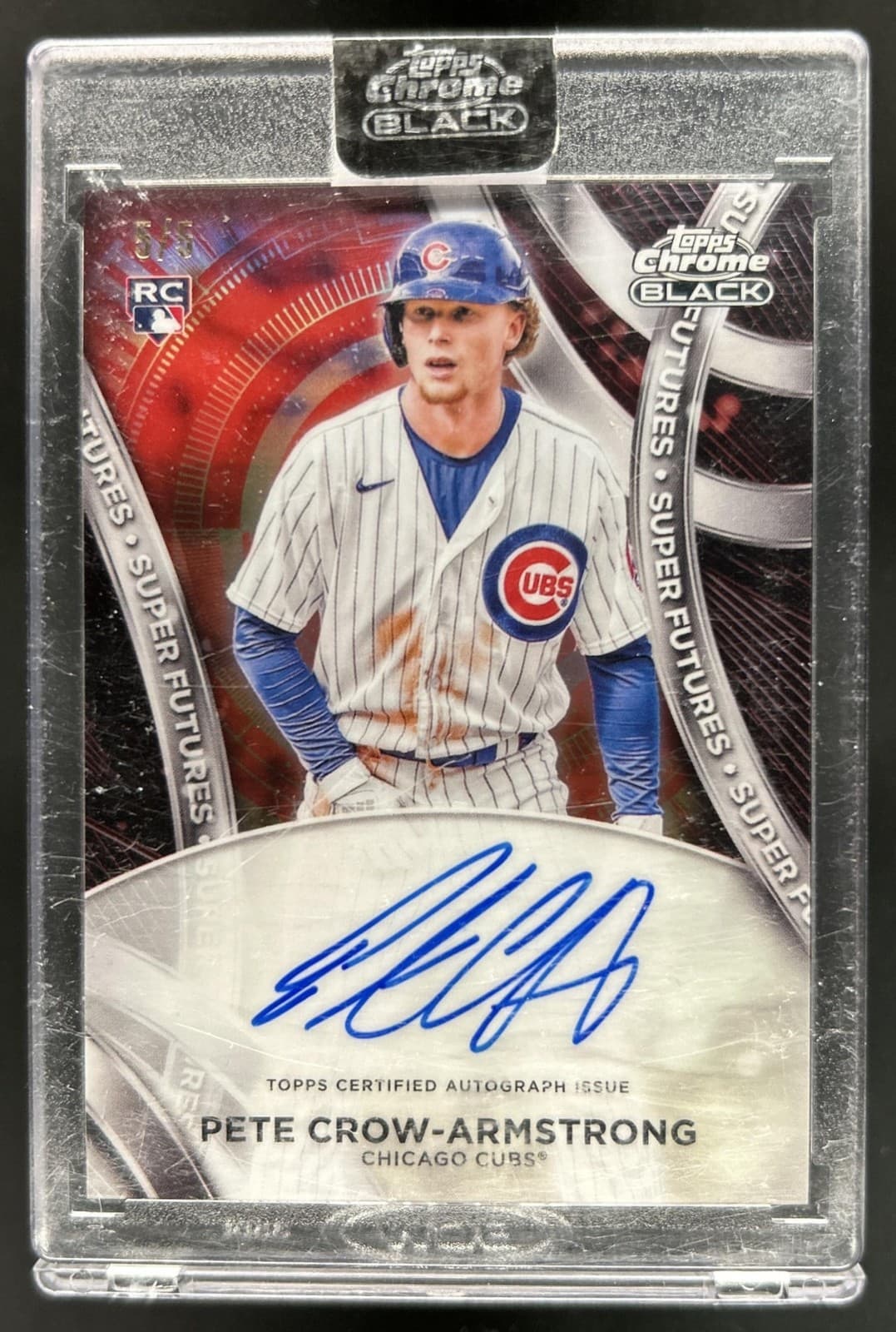 2024 Topps Chrome Black Pete Crow-Armstrong Super Futures Auto Red RC #/5