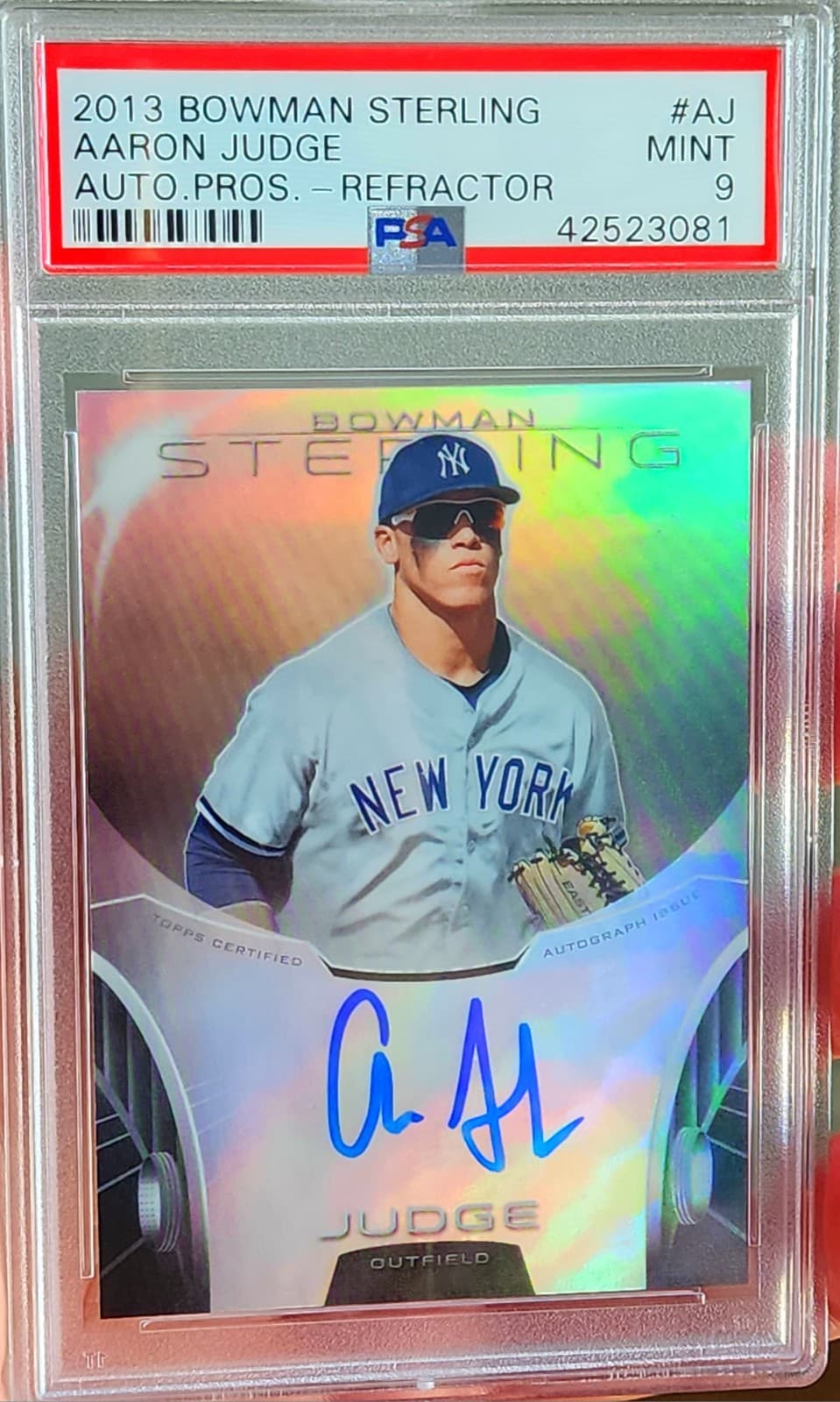 2013 Bowman Sterling Aaron Judge Prospect Auto Card BSAP-AJ Refractor /150 PSA 9