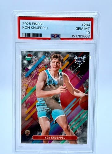 2025-26 Topps Finest Kon Knueppel Rare RC Rookie #204 Hornets GEM MT 10