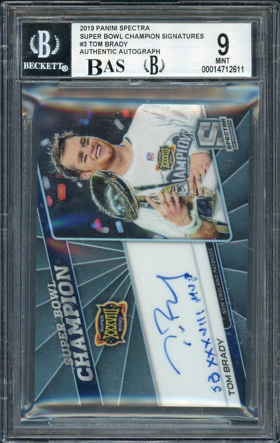 2019 Panini Spectra Tom Brady Super Bowl Champion Signatures Auto BGS 9