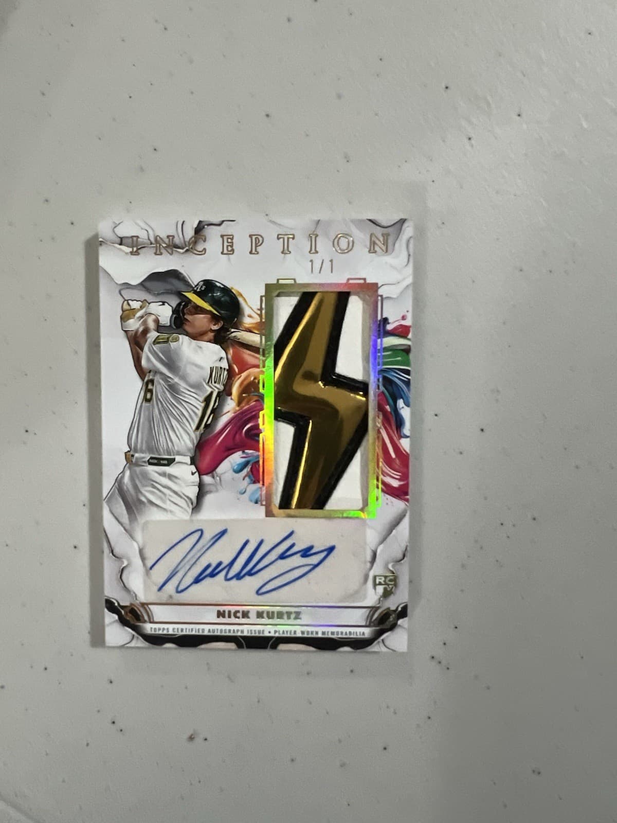 Topps 2025 Inception Nick Kurtz Auto Game Batting Glove Logo Relic 1/1 RC