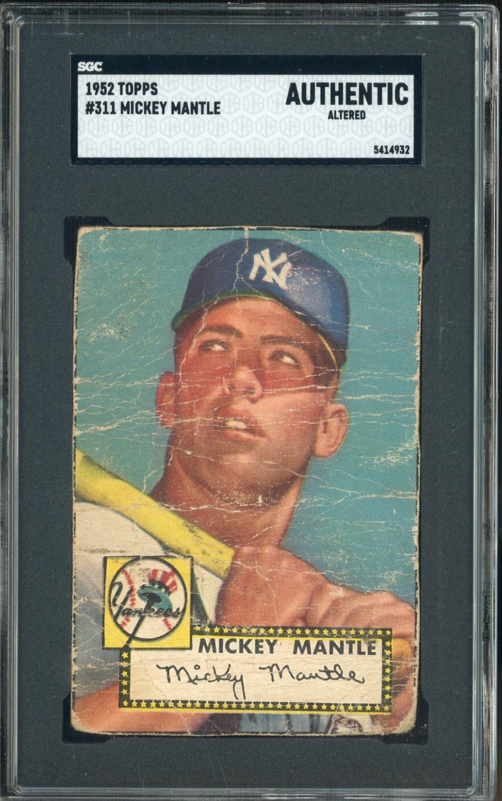 1952 Topps #311 Mickey Mantle Yankees RC Rookie HOF SGC Authentic HIGH NUMBER