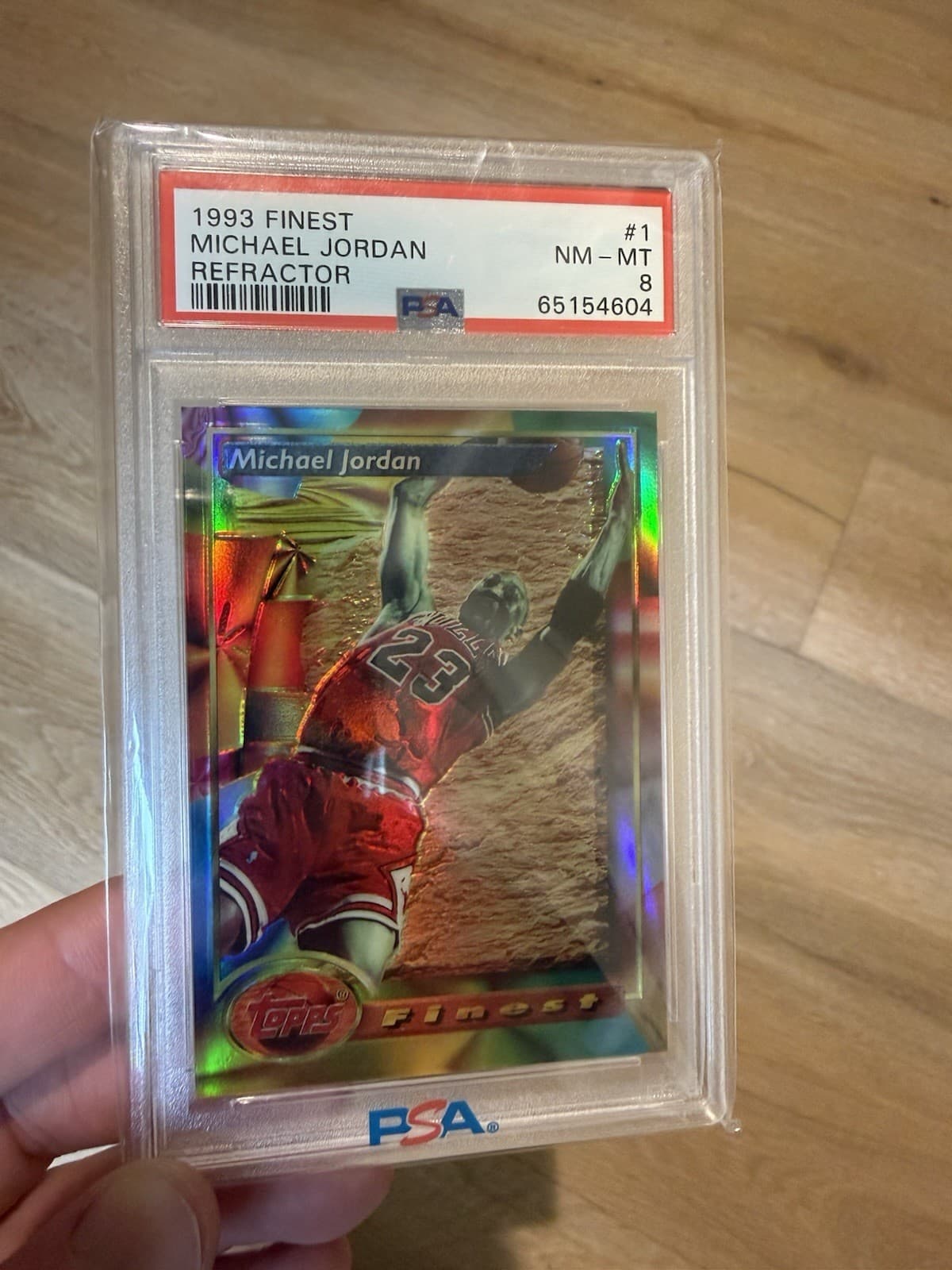 Topps Finest 1993-94 Michael Jordan Refractor #1 Chicago Bulls PSA 8
